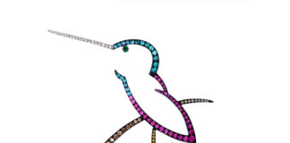 Aspettando gli AGTA Awards 2022 Gregore Morin, Spilla, AGTA 2007, categoria Everyday’s wear. Spilla con zaffiri rosa, tormaline Paraiba, diamanti gialli e brown