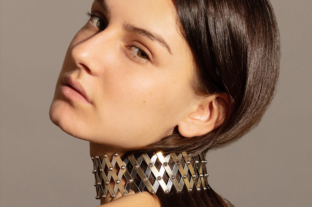 chocker-home Delfina Delettrez, Detaille Unique. Choker in argento e placcato oro, espandibile e regolabile in diverse dimensioni