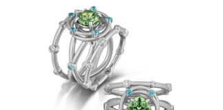 Essere una “Gem DIVA”: la quintessenza del design al femminile agli AGTA Awards 2022 Platinum "Atomic Love" ring of AGTA Spectrum Awards.