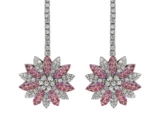 Zaffiri rosa e diamanti a supporto della lotta contro il cancro al seno: la nuova collezione di Suzy Levian Orecchini in argento con zaffiri rosa e diamanti, Suzy Levian.