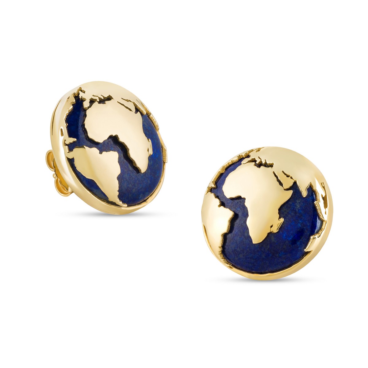 Orecchini "World" in oro giallo con Lapislazzuli di Latitude Jewelry