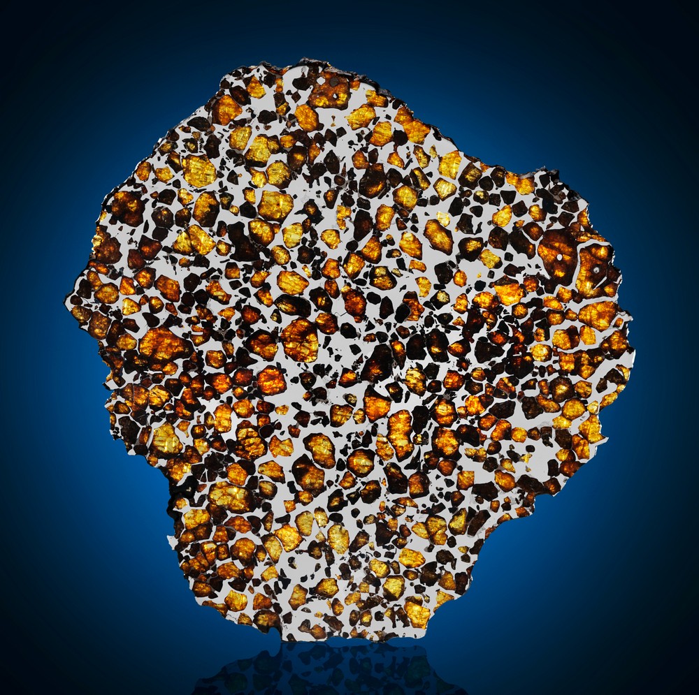 Una “fetta” di Pallasite, una delle meteoriti più belle ed apprezzate.