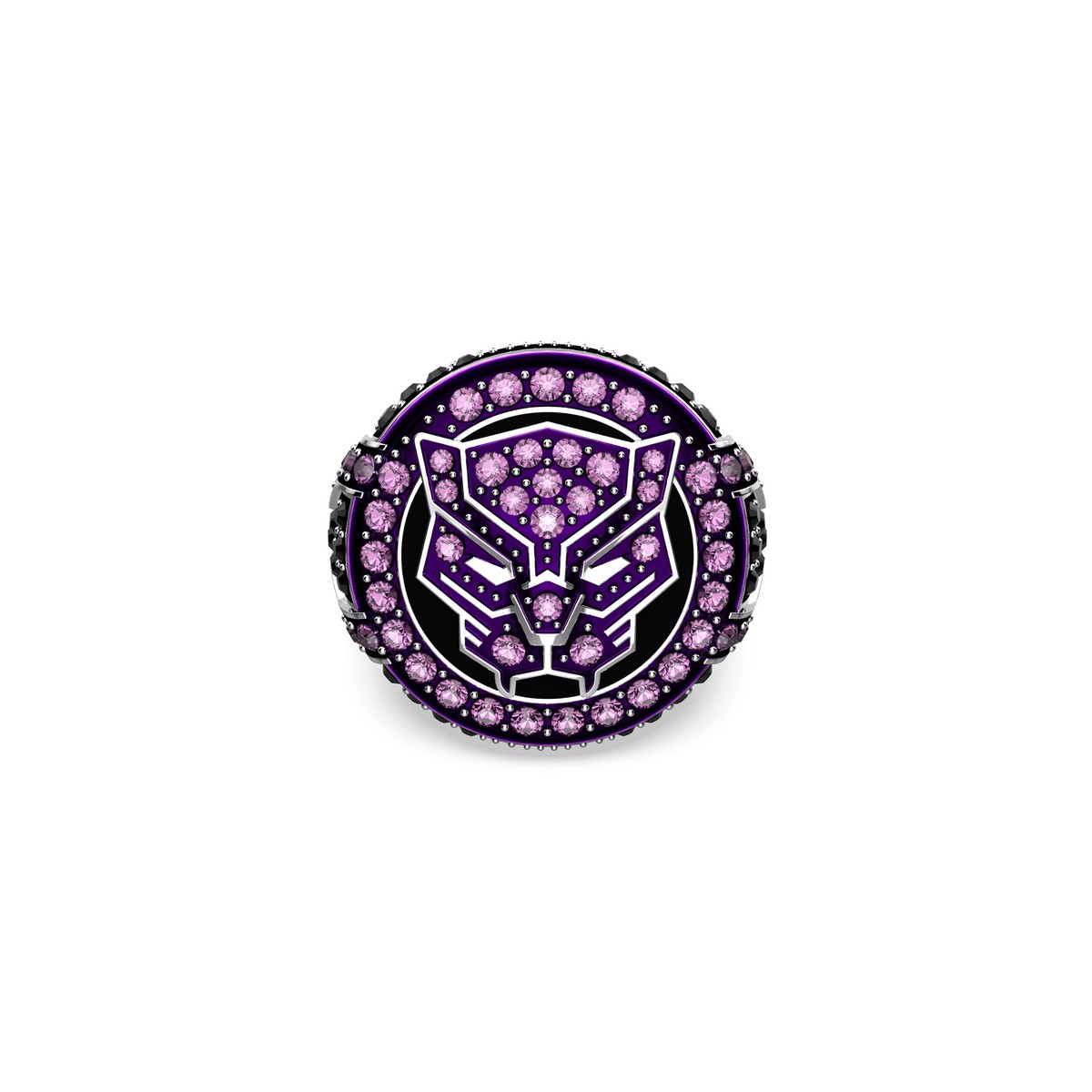 Anello con cristalli viola Swarovski dedicato a Black Panther.