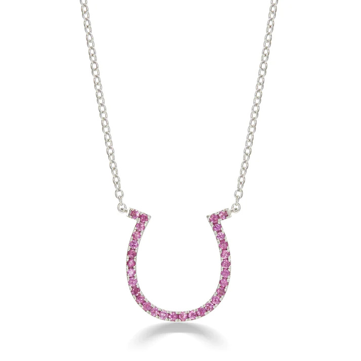 Collana Horseshoe con zaffiri rosa e oro bianco 18 kt Karina Brez