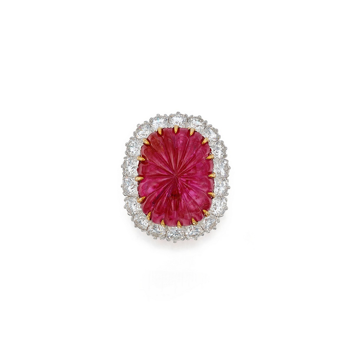 Anello di David Webb con rubino, oro e diamanti