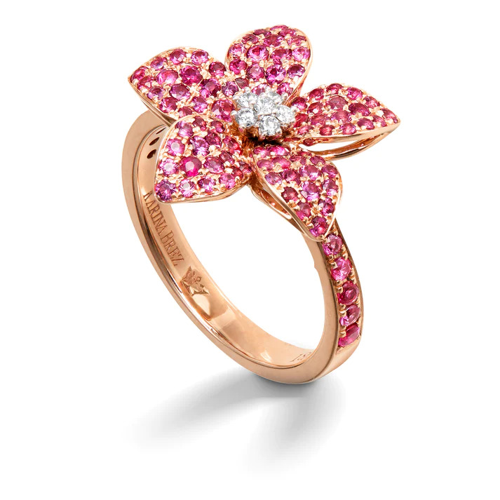 Anello Zahara con zaffiri rosa e diamanti Katerina Brez
