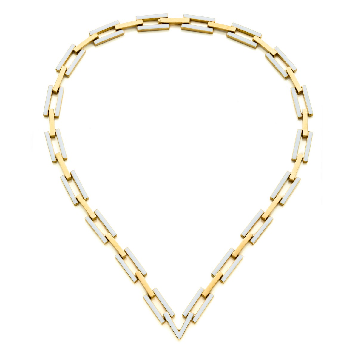 Collana David Webb in oro giallo e smalto bianco.