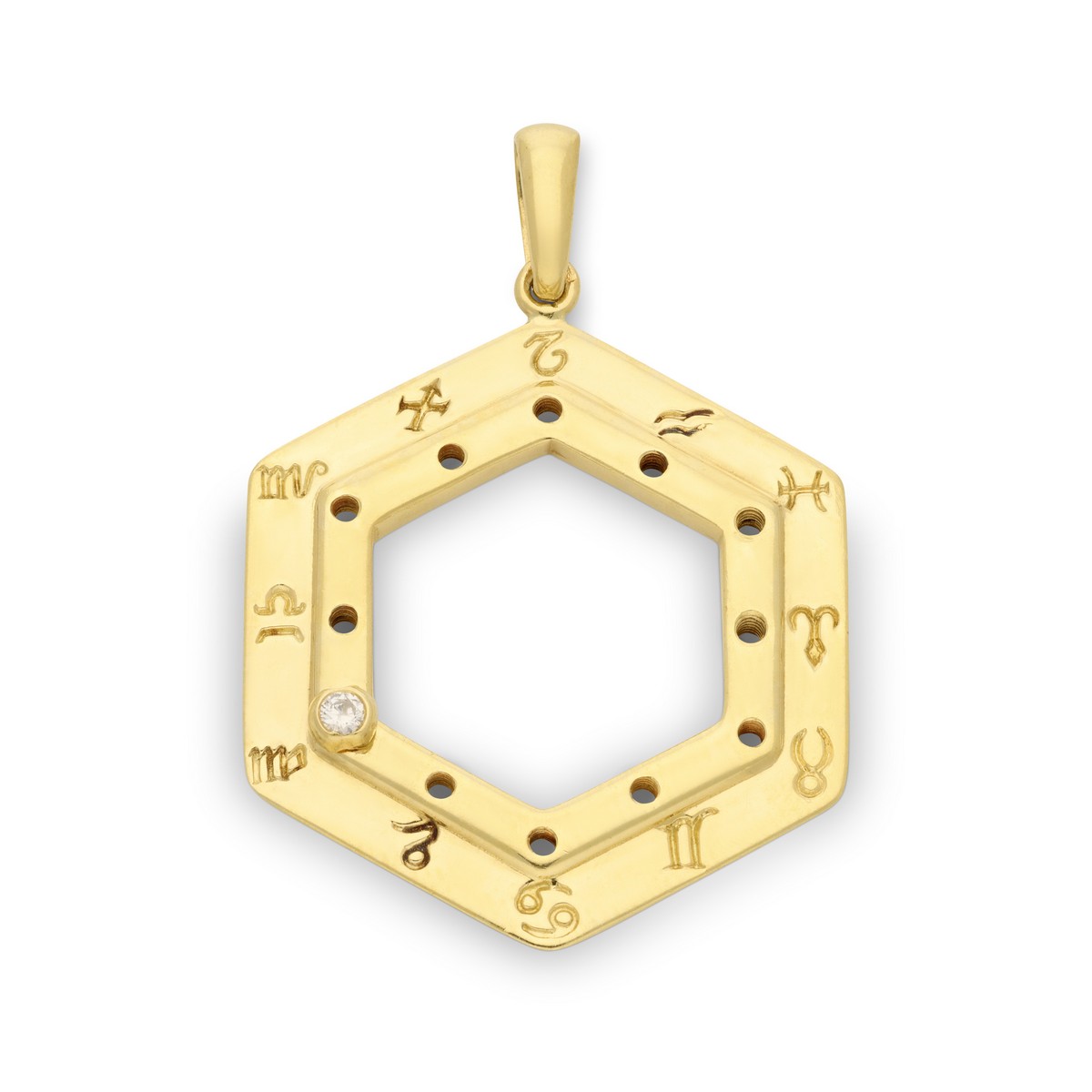 Ciondolo esagonale Cartier dedicato ai segni zodiacali.