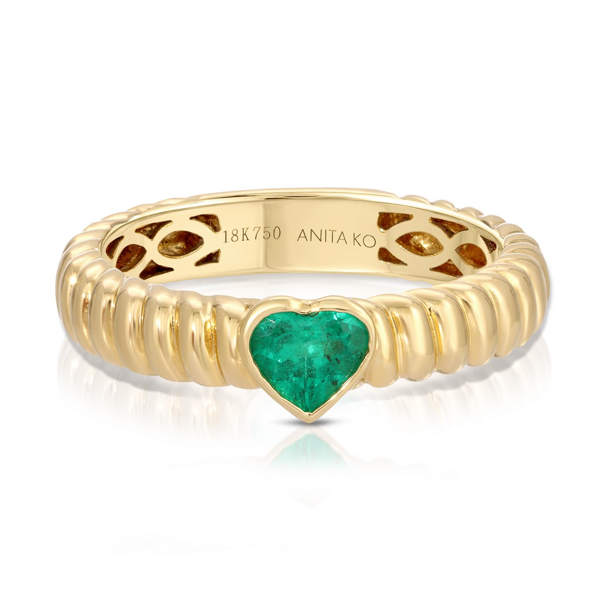 Anello “Zoe” in oro 18kt con smeraldo taglio cuore, Anita Ko