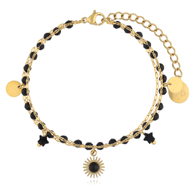 Bracciale con perline sfaccettate e ciondoli a forma di sole e stella, Yiwu Oulin Trading Co Ltd