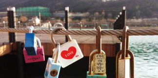 I ponti dell’amore: storie incantevoli di lucchetti e promesse senza fine Lucchetti dell’amore presso il lago Suseon a Daegu, in Corea del Sud