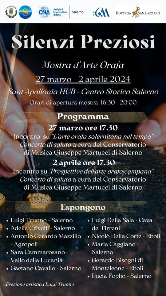 Programma della mostra “Silenzi Preziosi” di Salerno