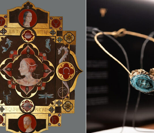 Roma Jewelry Week 2024 presenta la mostra “SINOPIE”: l’incontro tra la pittura di Emiliano Alfonsi e l’arte del gioiello A sinistra, una creazione di Emiliano Alfonsi; a destra, l’opera Vite parallele di Francesco Ridolfi