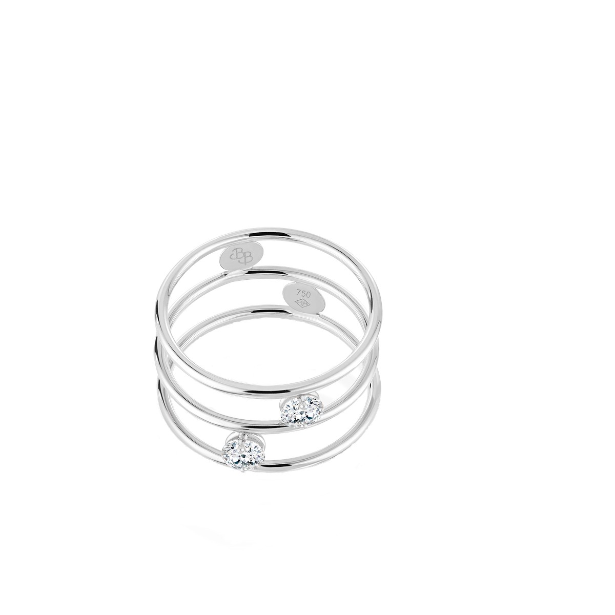 Anello “Hula Hoop” di La Brune & La Blondes, realizzato in oro bianco 18kt e diamanti