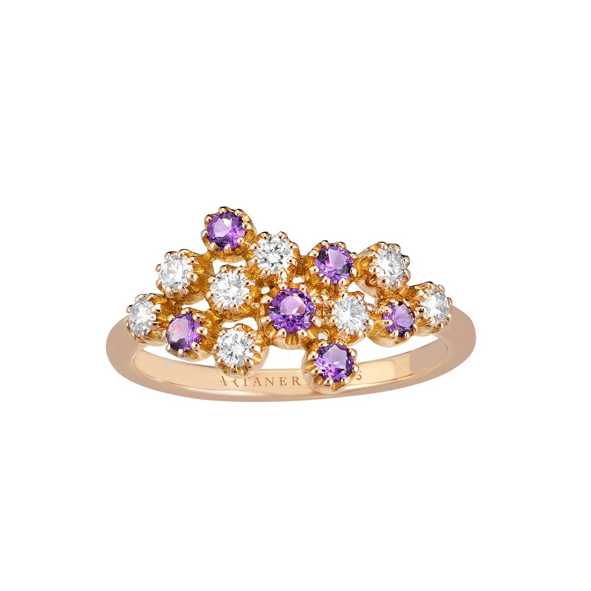 Anello Magic Topkapi della Maison Artaner, in oro rosa 18kt con diamanti e ametiste