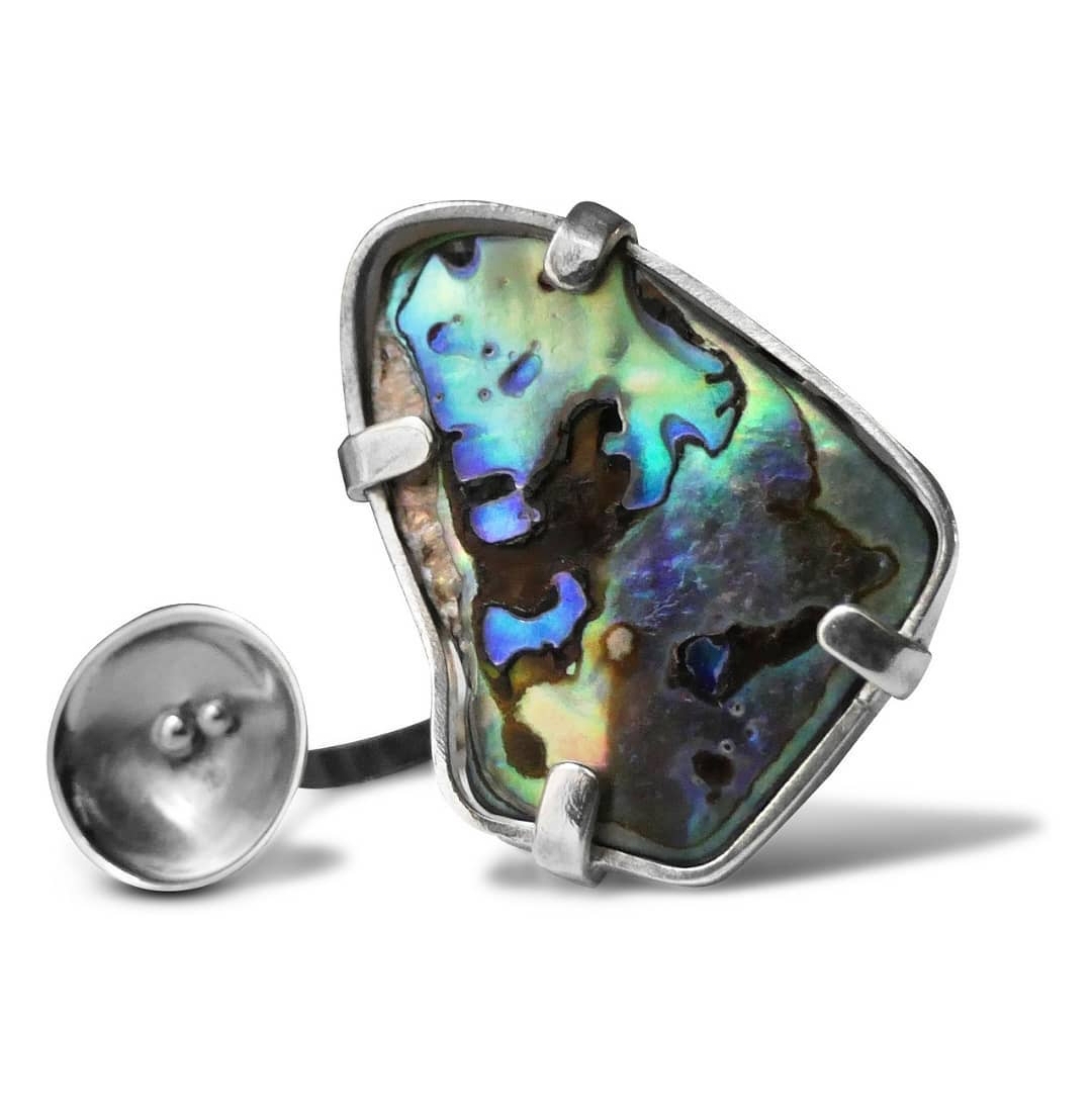 Anello “Paua” di Anaïs Béard in argento sterling e Madreperla Paua dalla Nuova Zelanda
