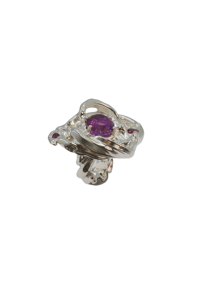 Anello “Rosée Violine” di Gaston Bijoux in argento sterling con ametista e granati