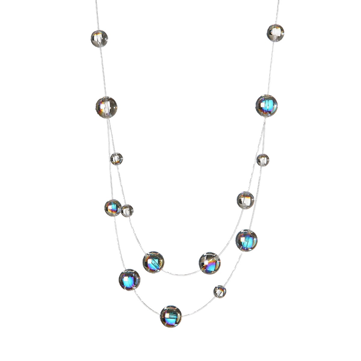 Collana “Ciel” di Miravidi, realizzata in cristalli su un filo di nylon