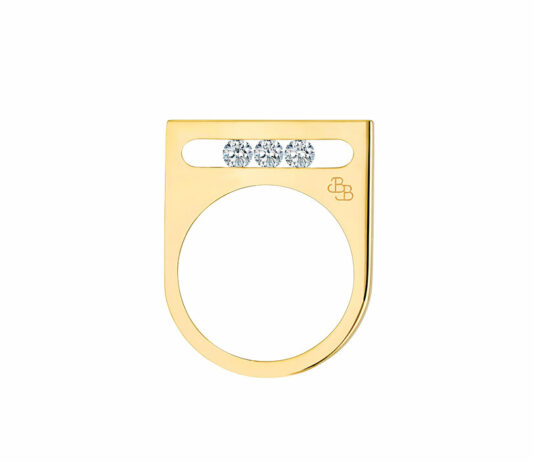 Fluid Puzzle: la luce diventa protagonista nelle tendenze primavera-estate 2024 dei gioielli francesi Anello “Funambule” di La Brune & La Blonde in oro giallo 18kt e diamanti