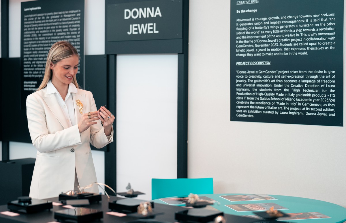 Progetto GEMGENEVE x DONNA JEWEL, Laura Inghirami e gli studenti della Galdus School – GemGenève Novembre 2023.