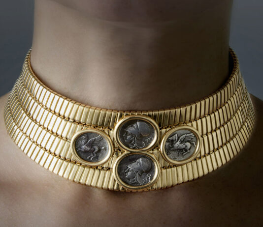 Bulgari, MarinaB e Buccellati: il 30 e 31 maggio 2024 le 3B del gioiello all’asta de Il Ponte Collier de chien a tubogas Bulgari in oro giallo con quattro “Statere di Corinto”