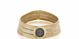 Splendori rari: all’asta da “Faraone Casa D’Aste” gli storici gioielli Bulgari, Cartier e Van Cleef Choker Bulgari in oro bicolore e moneta in bronzo
