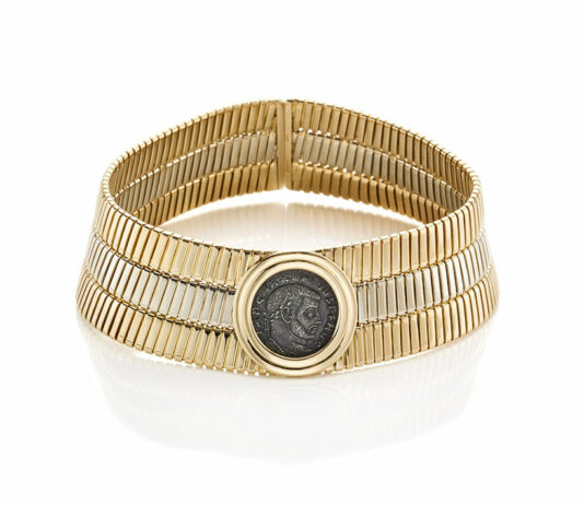 Splendori rari: all’asta da “Faraone Casa D’Aste” gli storici gioielli Bulgari, Cartier e Van Cleef Choker Bulgari in oro bicolore e moneta in bronzo