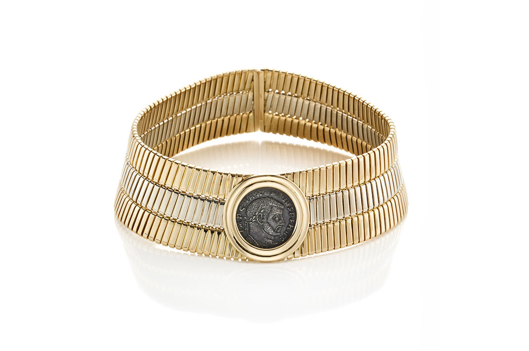 Choker-Bulgari-HOME Choker Bulgari in oro bicolore e moneta in bronzo