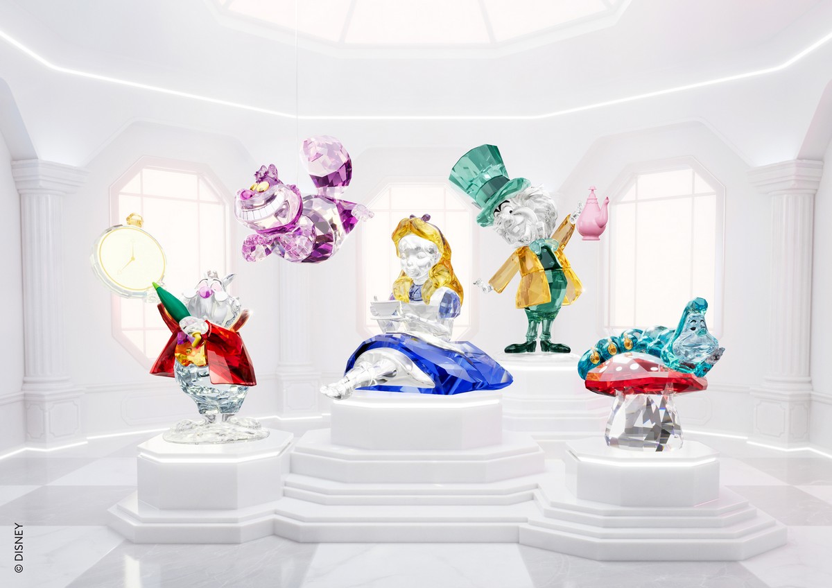 Statuette di cristallo Swarovski x Disney, collezione “Alice in Wonderland”