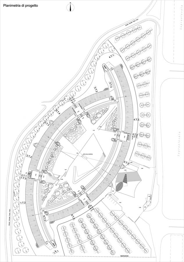 Centro Oromare, Planimetria e sezioni Progetto dell’Architetto Massimo Pica Ciamarra, 2001.