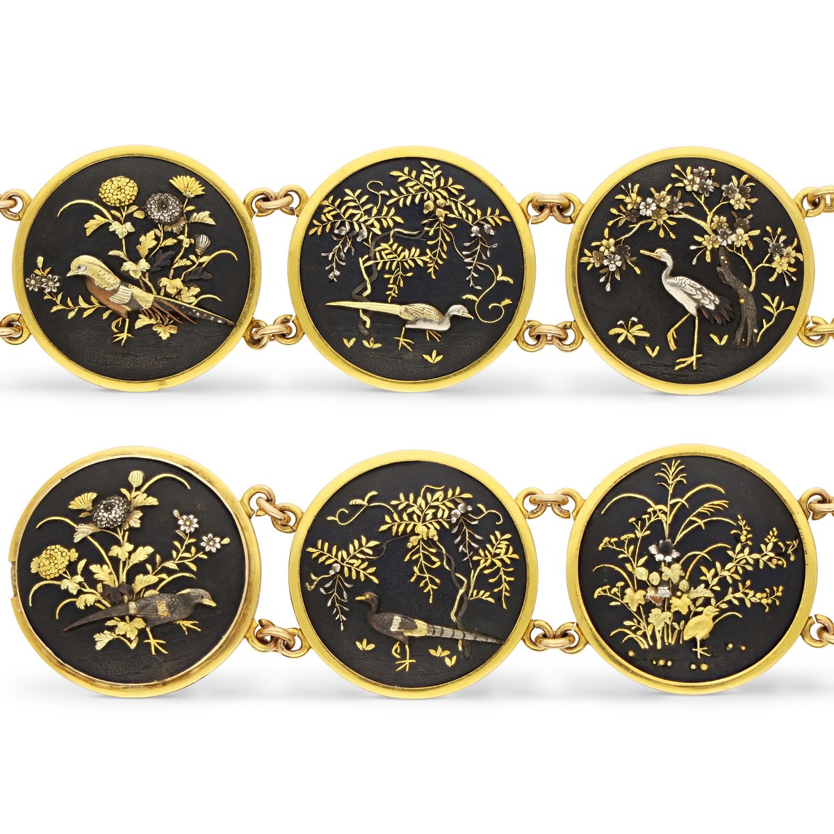 Braccialetto Shakudo di epoca vittoriana (dettaglio)
