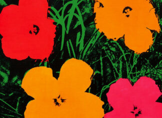 In mostra a Barcellona le spille di Tore Svensson ispirate ai fiori di Andy Warhol Serigrafia “Flowers” di Andy Warhol, particolare.