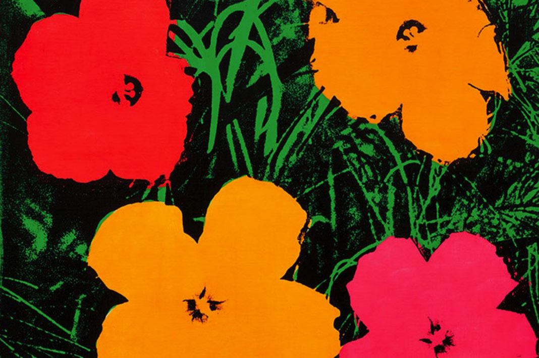 mostra-tore-svensson-andy-warhol-hannah-gallery-barcelona-home Serigrafia “Flowers” di Andy Warhol, particolare.