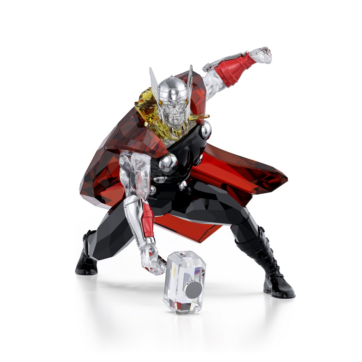 Statuetta Swarovski di Thor, in cristalli e metallo laccato, colore nero