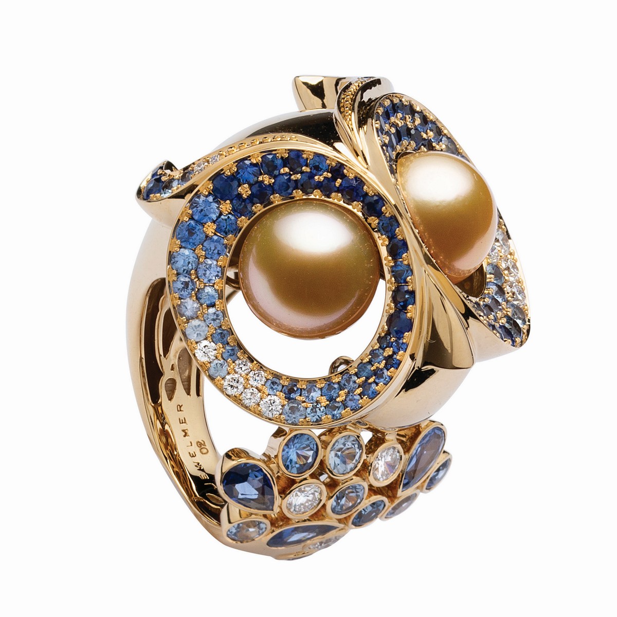 Anello con perle e pietre preziose realizzato da Jewelmer