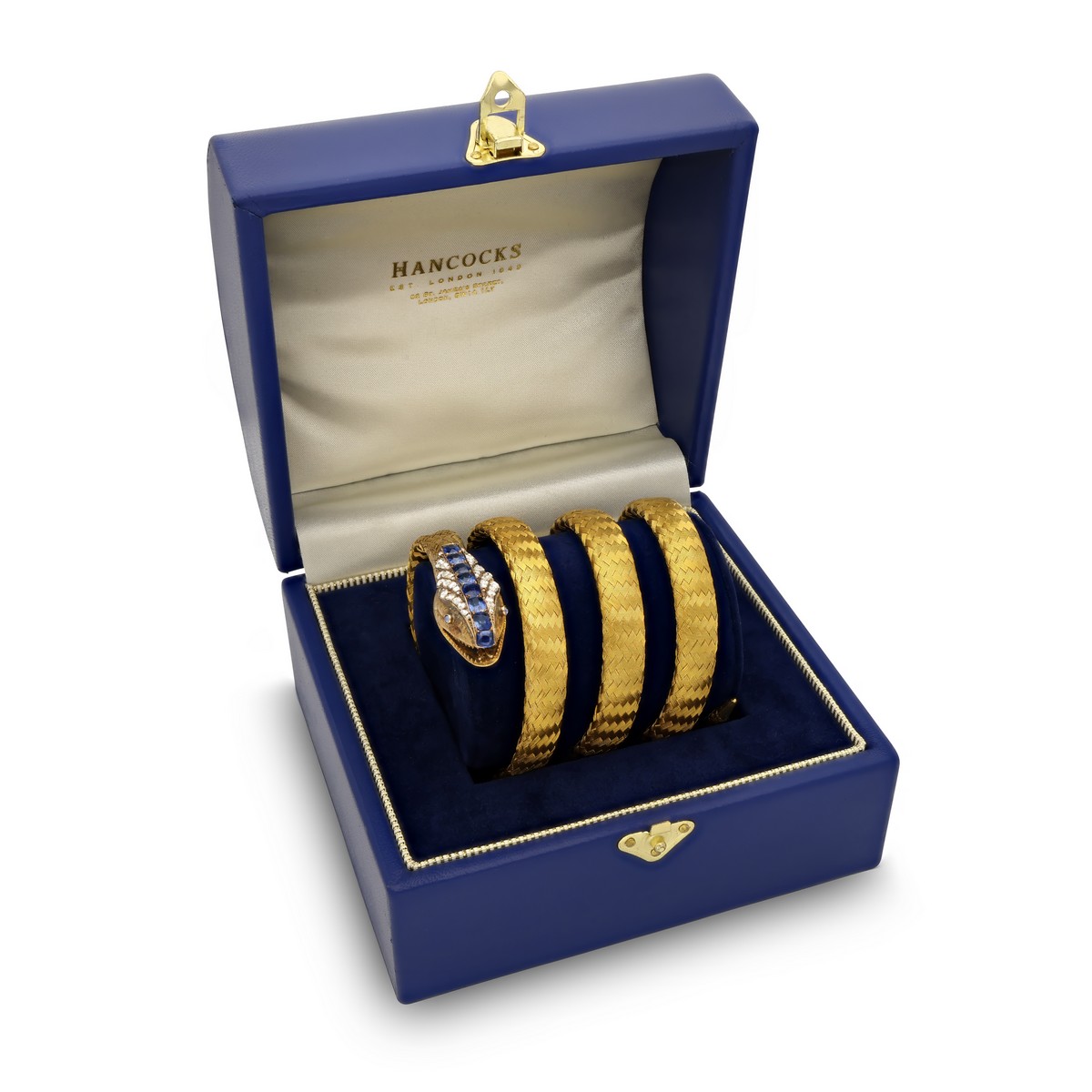 Bracciale a serpente in oro giallo antico e gemme incastonate
