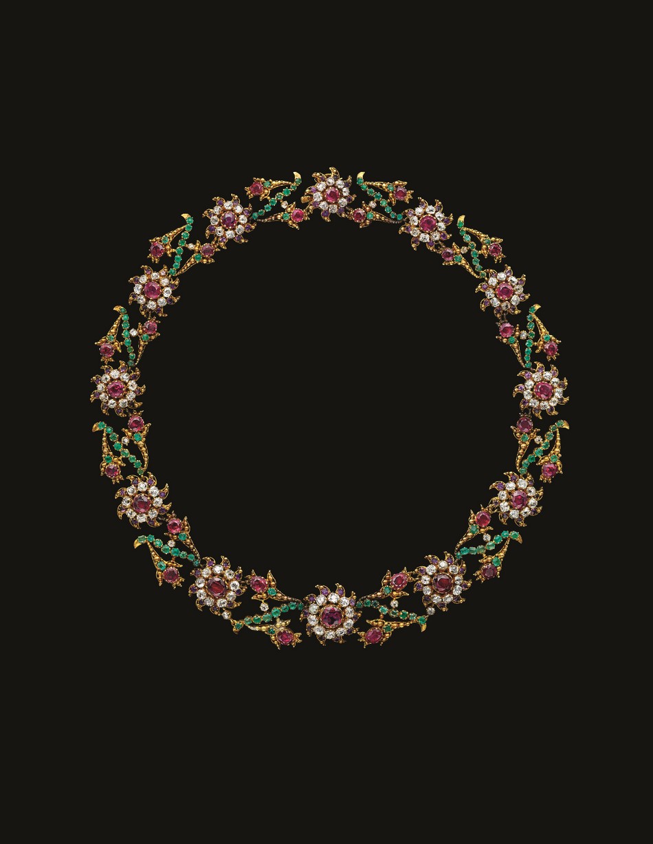 Collana Giardinetti (metà del XVIII secolo), in oro, diamanti, rubini, smeraldi e ametiste. Collezione privata © Albion Art Jewellery Institute