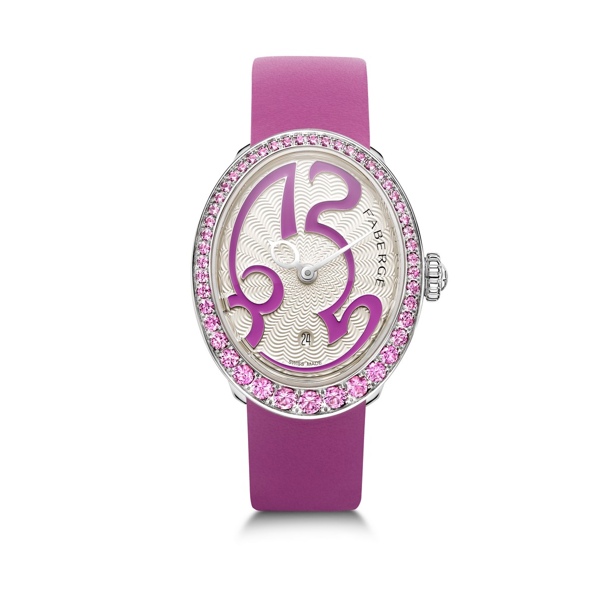 Colours of Love Eggsistence, orologio in acciaio inossidabile con zaffiri viola e cinturino in pelle