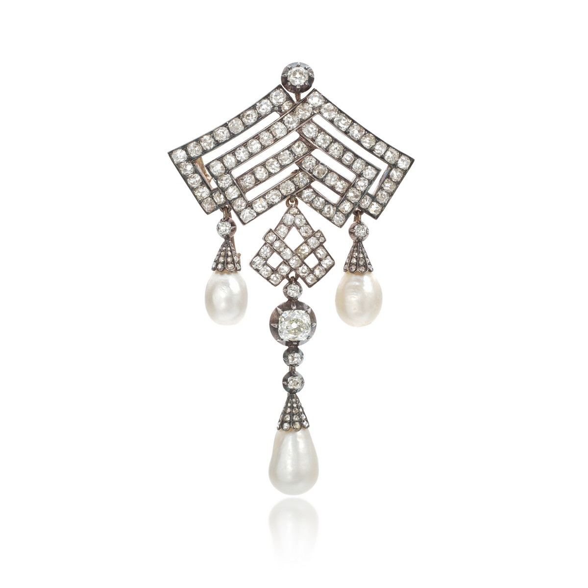 Spilla con perle e diamanti del 1865 circa