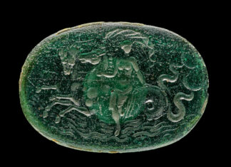 Gemme d’epoca classica rubate dal British Museum e recuperate: la mostra “Rediscovering Gems” ha incantato Londra nel 2024 Finta calcografia moderna con Venere su due cavalli marini