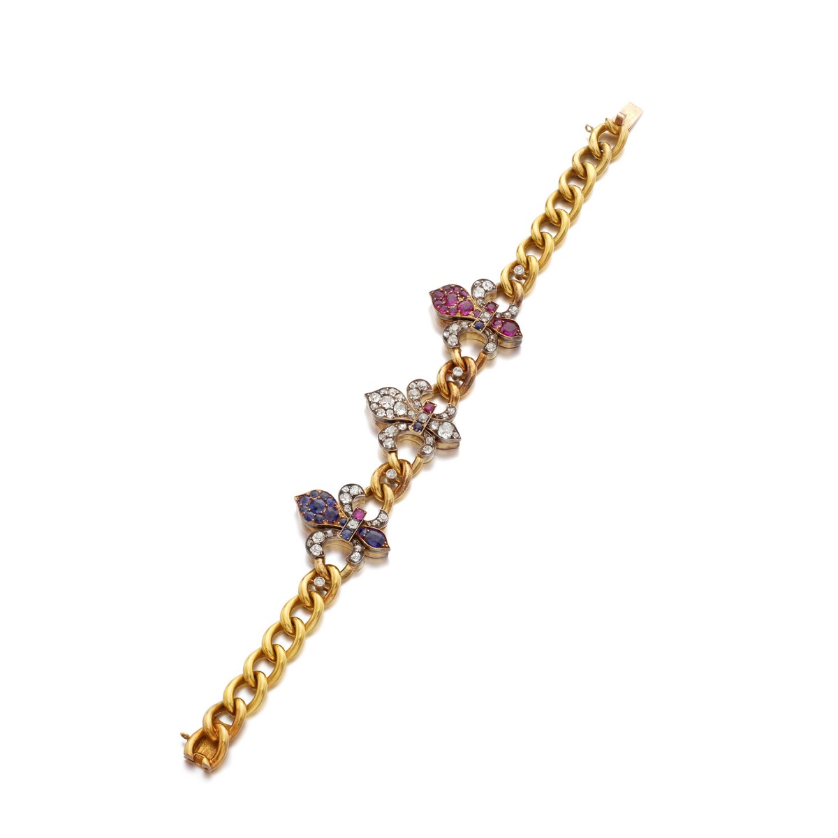 Braccialetto con rubini, zaffiri e diamanti attribuito a Bapst, 1800 circa