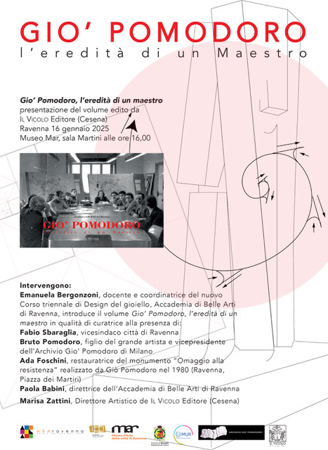 Locandina dell’evento dedicato alla presentazione del libro su Gio’ Pomodoro