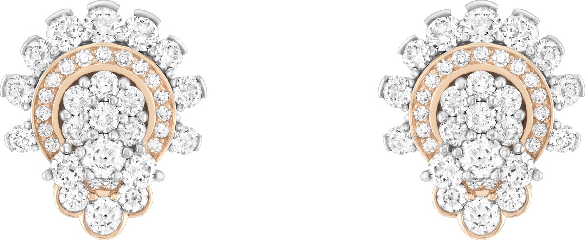 Orecchini con pendenti smontabili, realizzati in oro bianco, oro rosa, 9 rubelliti taglio cabochon 110,04 carati, diamanti