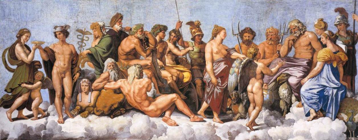 Il Concilio degli Dei; affresco di Raffaelli (1517 ca.)