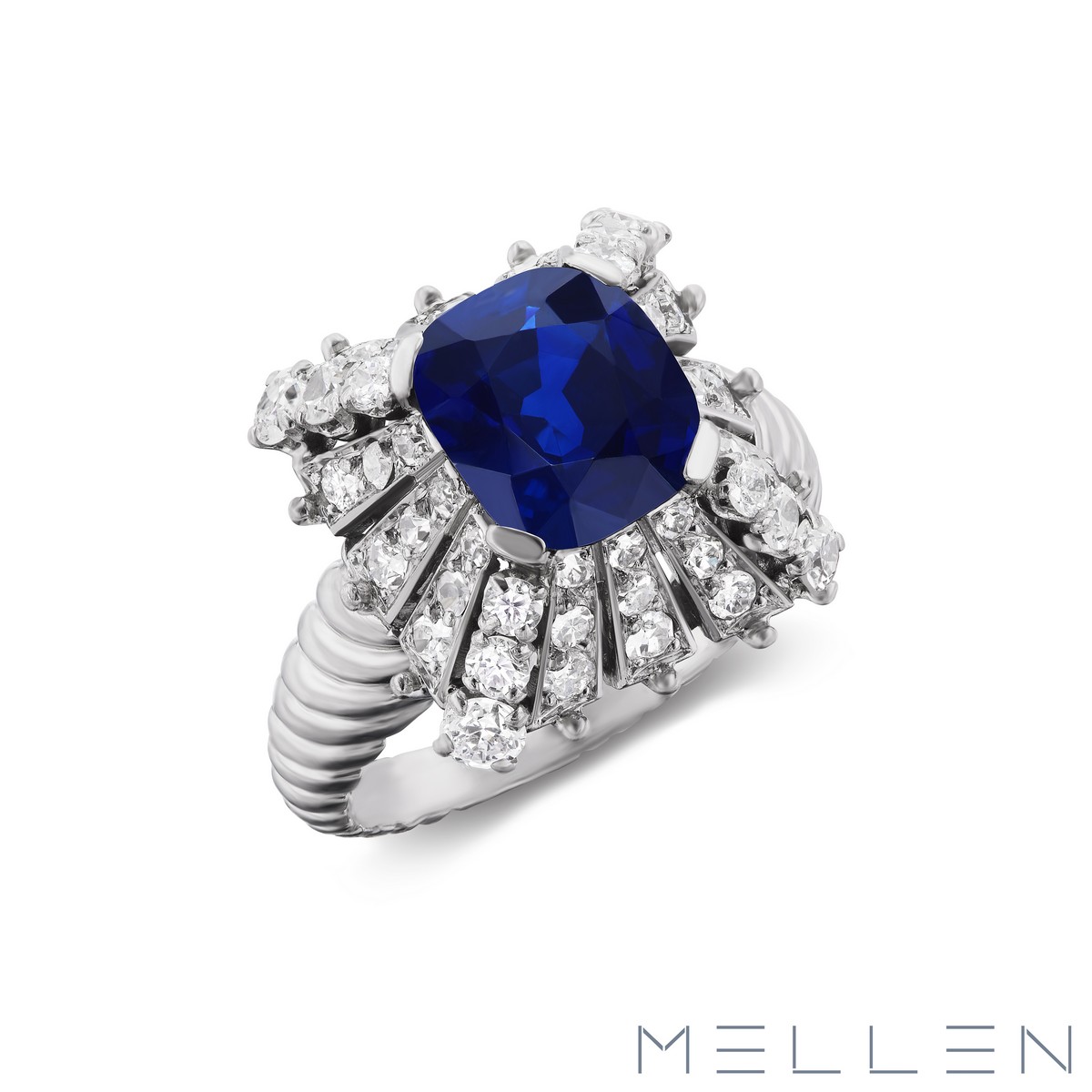 Anello di Mellen Inc con zaffiro e diamanti