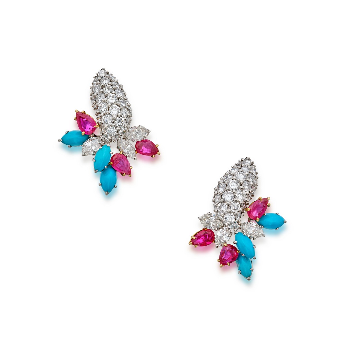 Set di orecchini Harry Winston Ruby del 1963 in platino e oro 18 kt