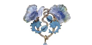 La gioielleria antica e vintage è stata protagonista durante GemGenève 2025: il mercato secondario e la sua rinascita Spilla Art Nouveau in smalto e acquamarina della collezione Faerber