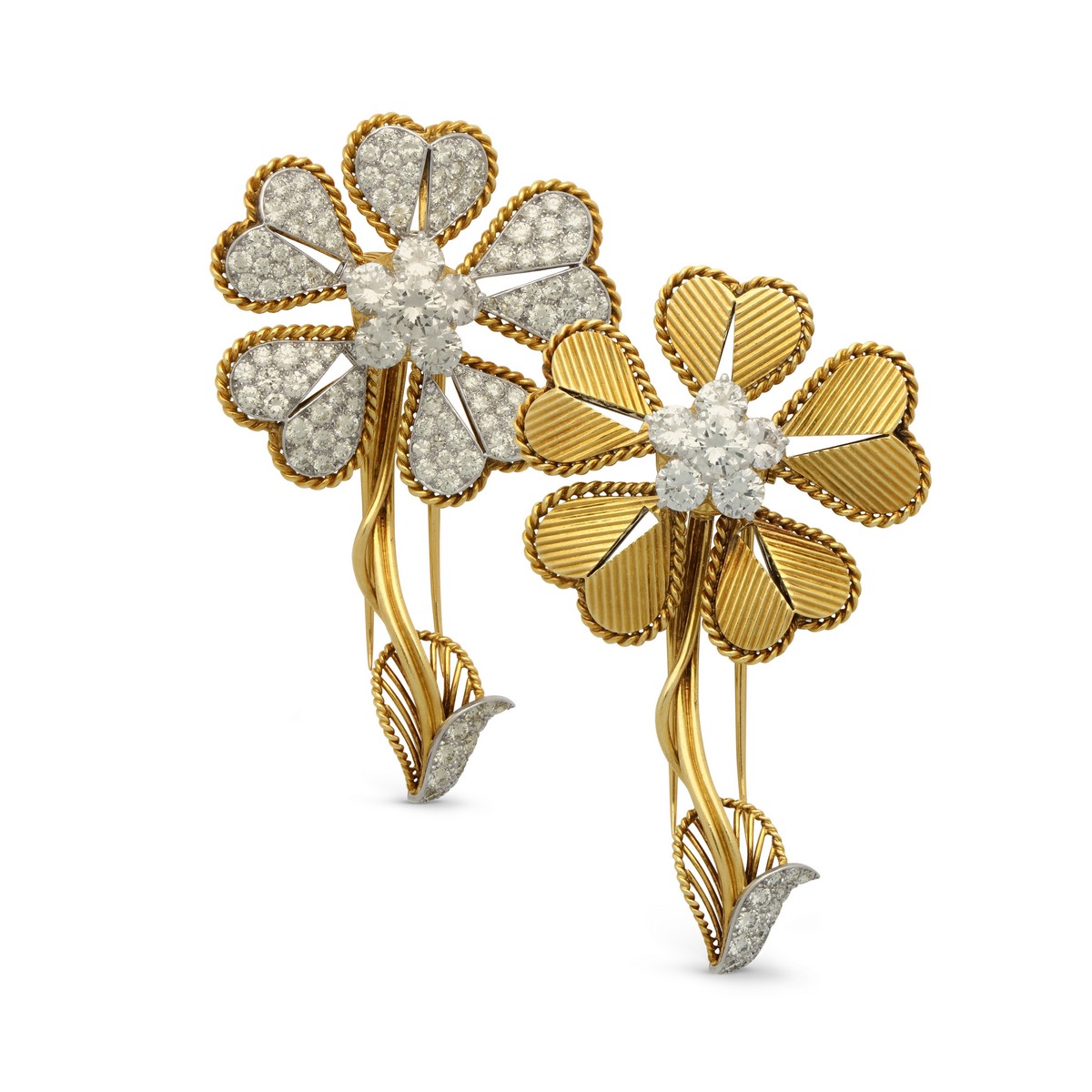 Spilla trasformabile Cartier, in oro giallo e diamanti taglio brillante