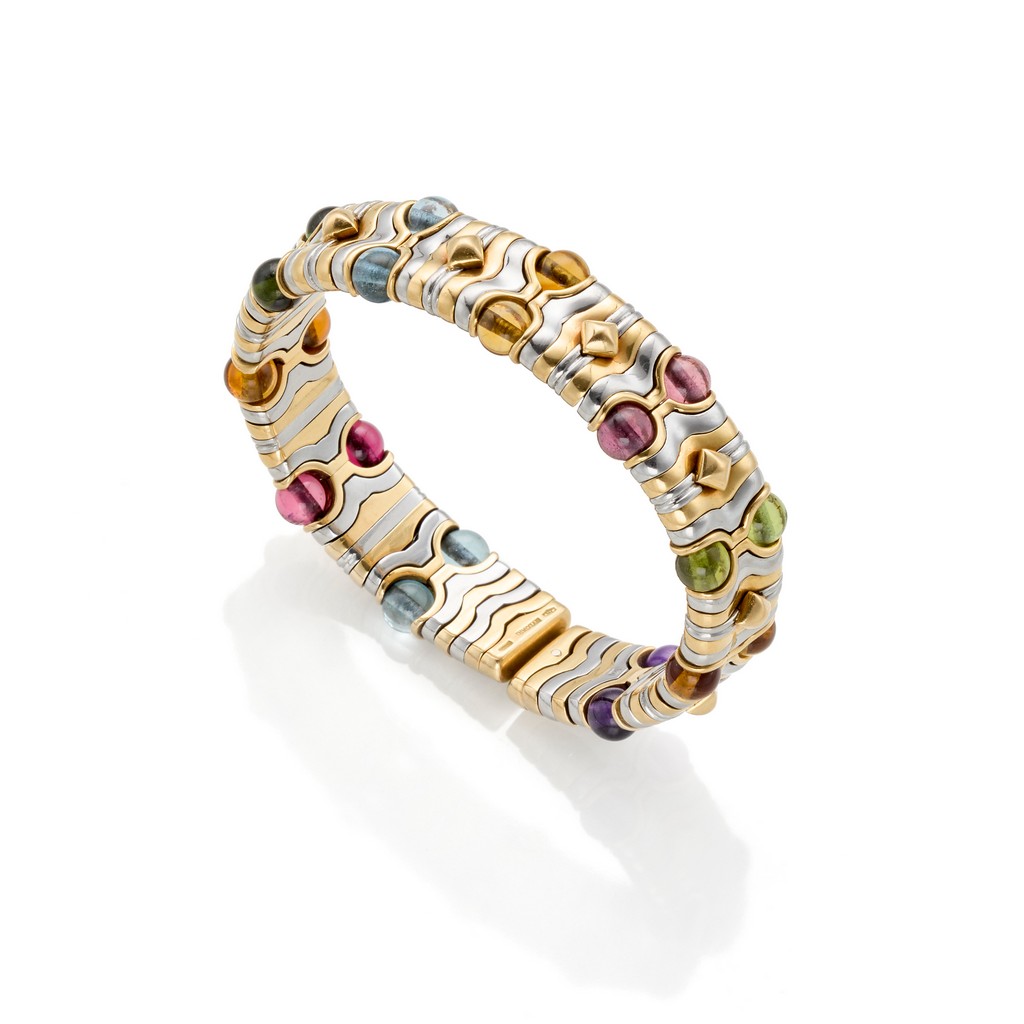 Bangle Bulgari in oro e acciaio, collezione Boules.