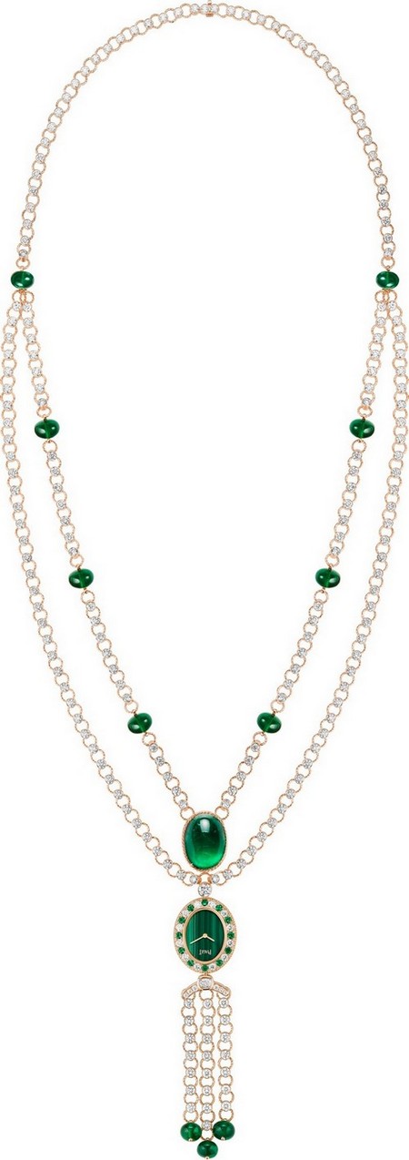 Swinging sautoir in smeraldo, malachite e diamante